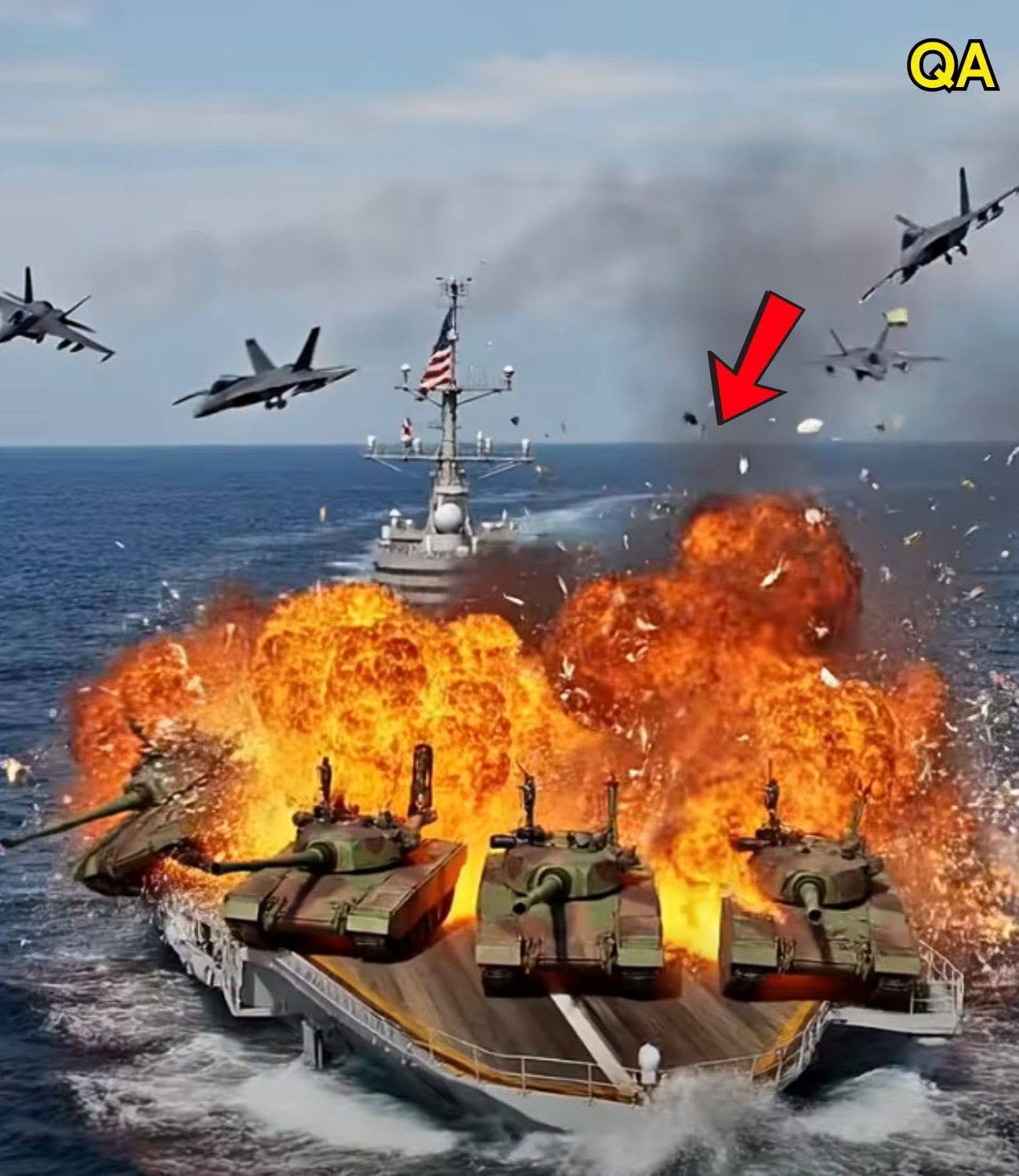 HT16. 13 minutes ago: Russian Su-57 pilot destroys US aircraft carrier carrying 700 tanks
